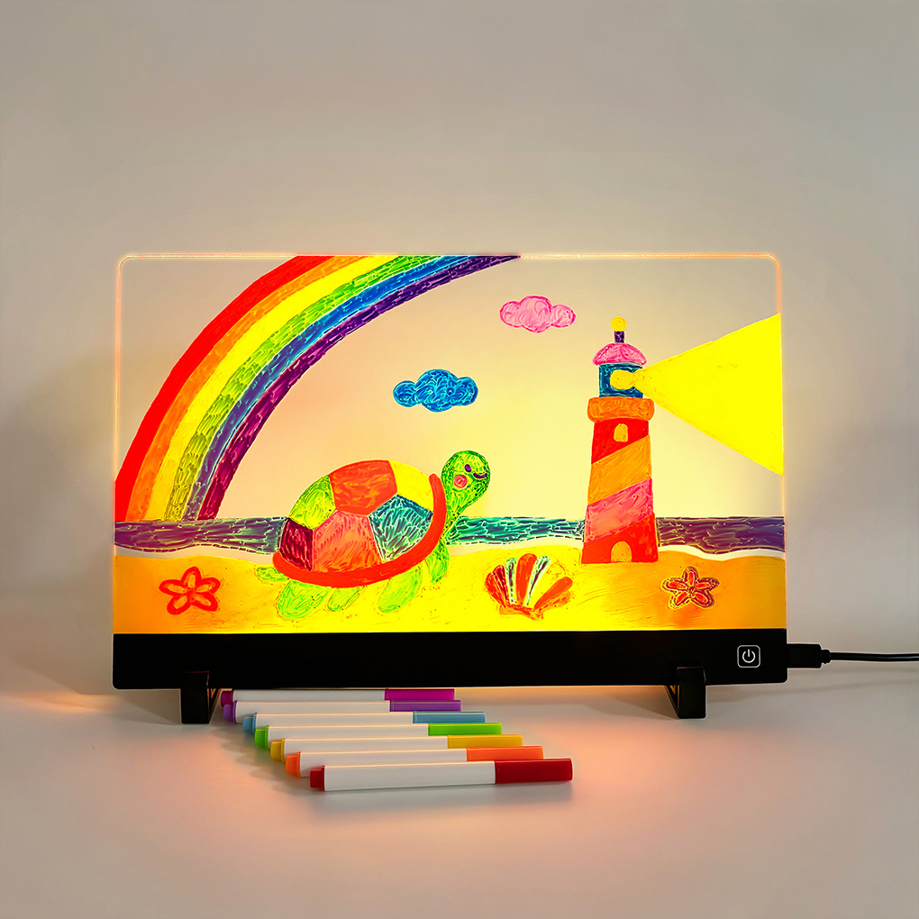 Kids Education Tablets - กระดานวาดภาพสำหรับเด็ก กระดาน LCD แบบนำกลับมาใช้ใหม่ได้ กระดานวาดภาพแบบมีไฟสำหรับเด็ก ของเล่นเสริมพัฒนาการ