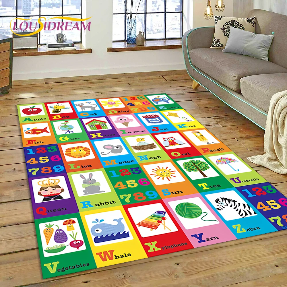 Abc Kids Early Education - ตัวอักษร ABC เด็กคลาน Early Education การ์ตูนเด็กห้องเด็กเล่นพรม,พรมสําหรับห้องนั่งเล่นห้องนอนโซฟา,แผ่นกันลื่น
