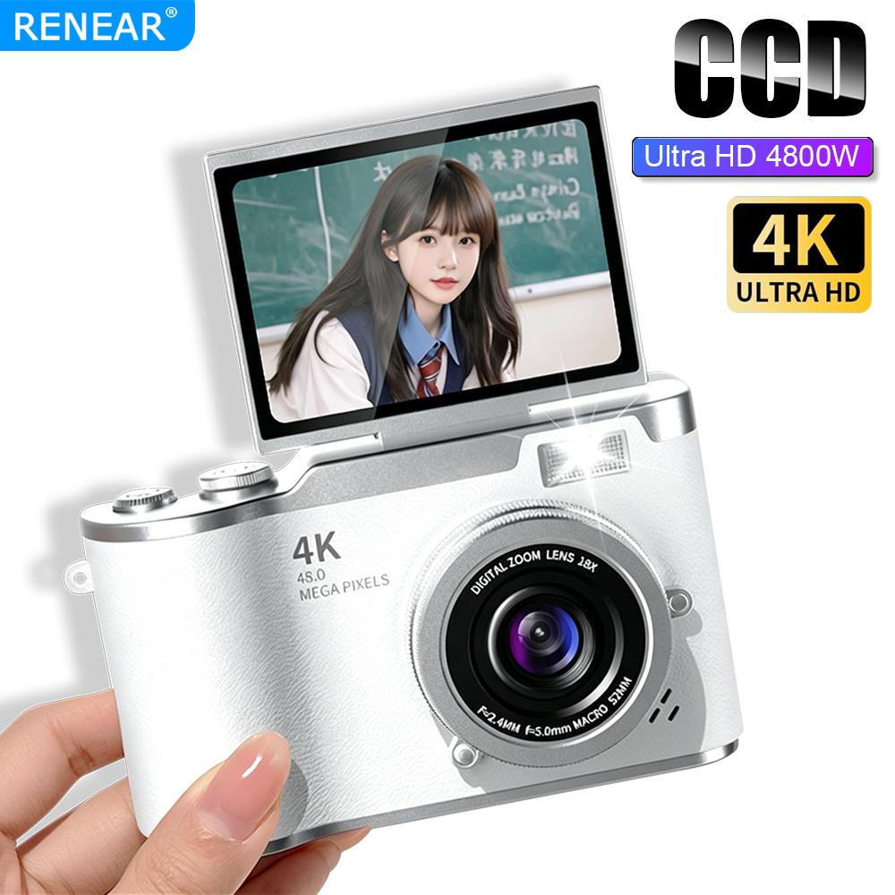 Kids Physical Education Videos - กล้องดิจิตอลพกพา 4K CCD HD 48MP หน้าจอพลิกได้