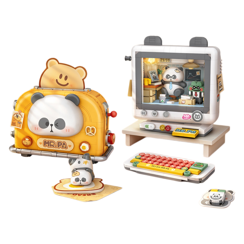 Kids Educational Computer - LOZ ชุดของเล่นตัวต่อ, ของเล่นประกอบโมเดลเครื่องปิ้งขนมปังคอมพิวเตอร์ย้อนยุค, ของตกแต่งบ้านสร้างสรรค์, ของเล่นเพื่อการศึกษา, ของขวัญวันเกิดสำหรับเด็ก