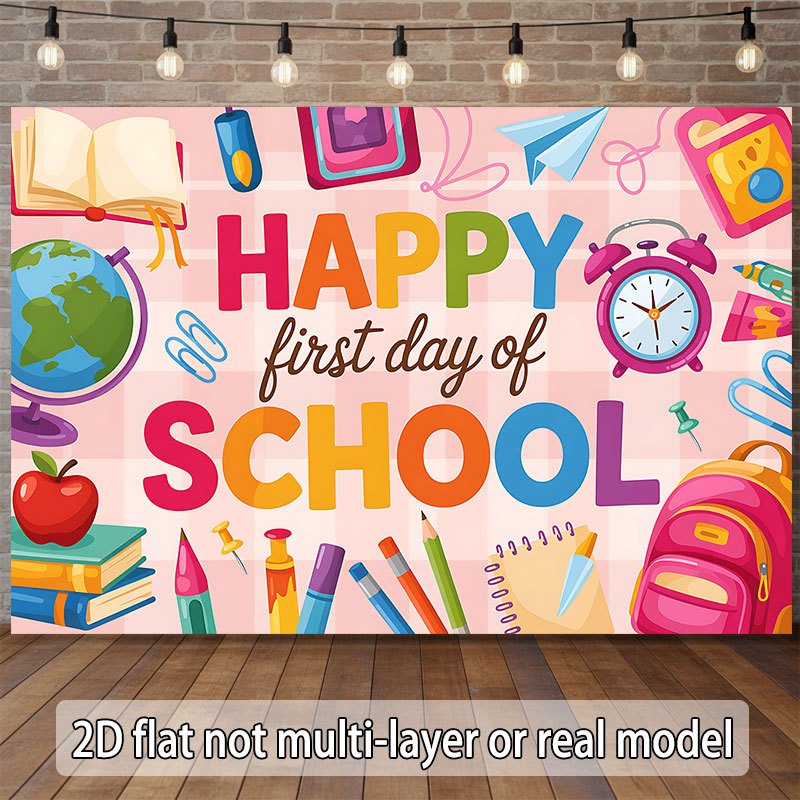 Happy Kids Education - พรมแขวนผนังต้อนรับเปิดเทอม ตกแต่งห้องเรียน ภาพพิมพ์ศิลปะสำหรับห้องเด็ก ของตกแต่งห้องเรียนเพื่อการศึกษา อุปกรณ์ตกแต่งห้องเด็ก ลายโลก