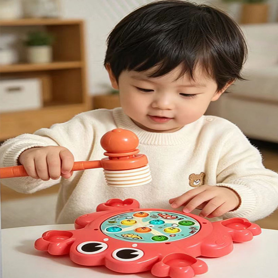 Happy Kids Education - เกมตีตัวตุ่นแฮปปี้ฟร็อกสำหรับเด็ก ของเล่นตอกด้วยค้อนมีไฟมีเสียงดนตรี ของเล่นเสริมพัฒนาการด้านการรับรู้สีและการเรียนรู้