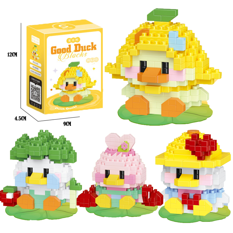 Happy Kids Education - ใหม่แฮปปี้น่ารักเป็ดชุดประกอบอาคารบล็อกตุ๊กตาการ์ตูนเครื่องประดับบนโต๊ะบล็อกการศึกษาของเล่นเด็กของขวัญวันเกิด