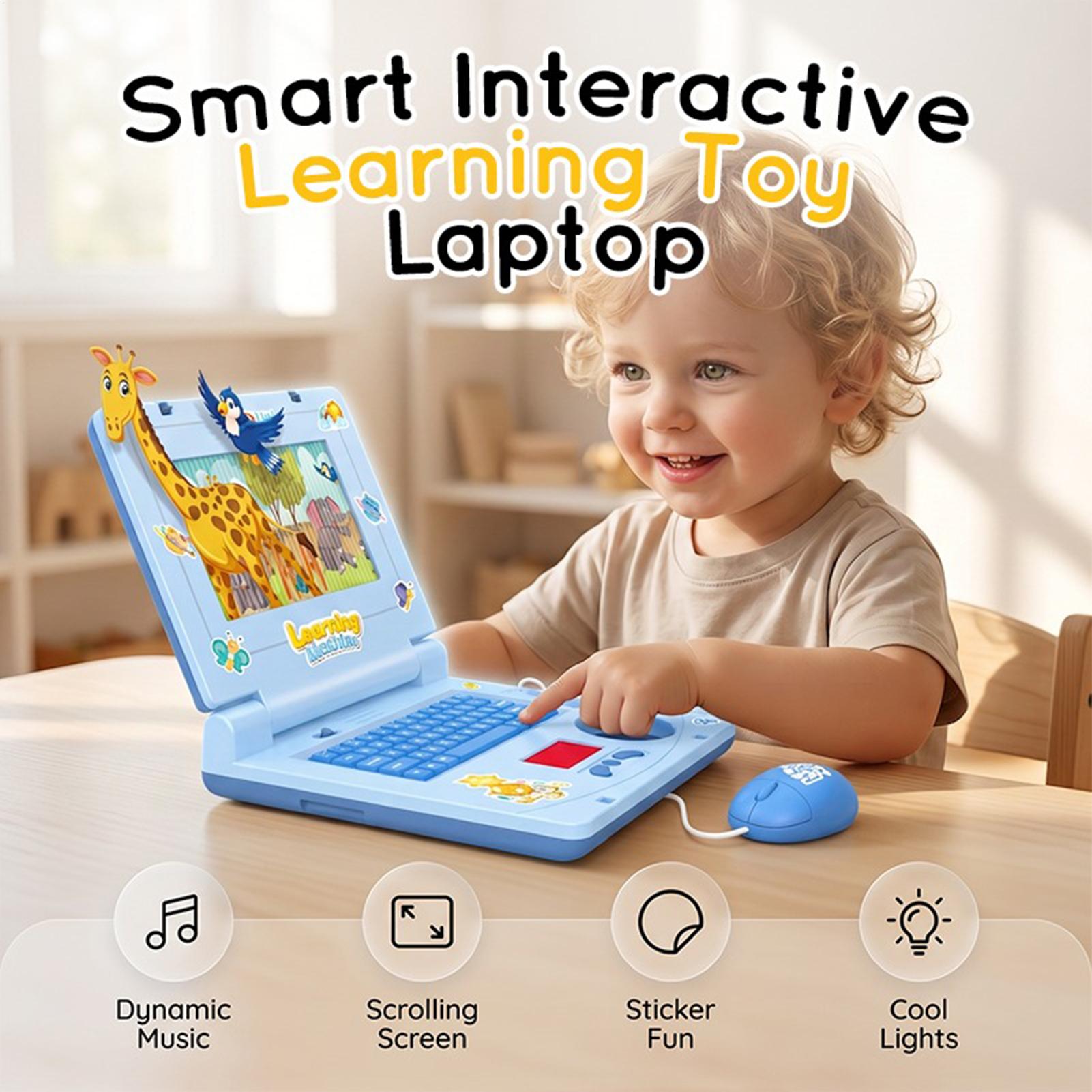 Kids Educational Computer - ของเล่นแล็ปท็อปสำหรับเด็ก คอมพิวเตอร์จำลองพร้อมเสียงเพลง ไฟหน้าจอ ของเล่นเสริมพัฒนาการสำหรับเด็กเล็ก ของขวัญวันเกิด
