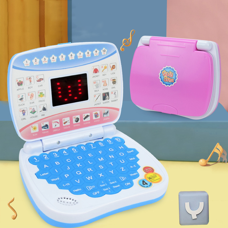 Kids Educational Computer - เครื่องการเรียนรู้ภาษาอังกฤษคอมพิวเตอร์แล็ปท็อปของเล่นเด็กอิเล็กทรอนิกส์ภาษาก่อนวัยเรียนการศึกษาของขวัญเด็กวัยหัดเดินเด็กพัฒนาทักษะ