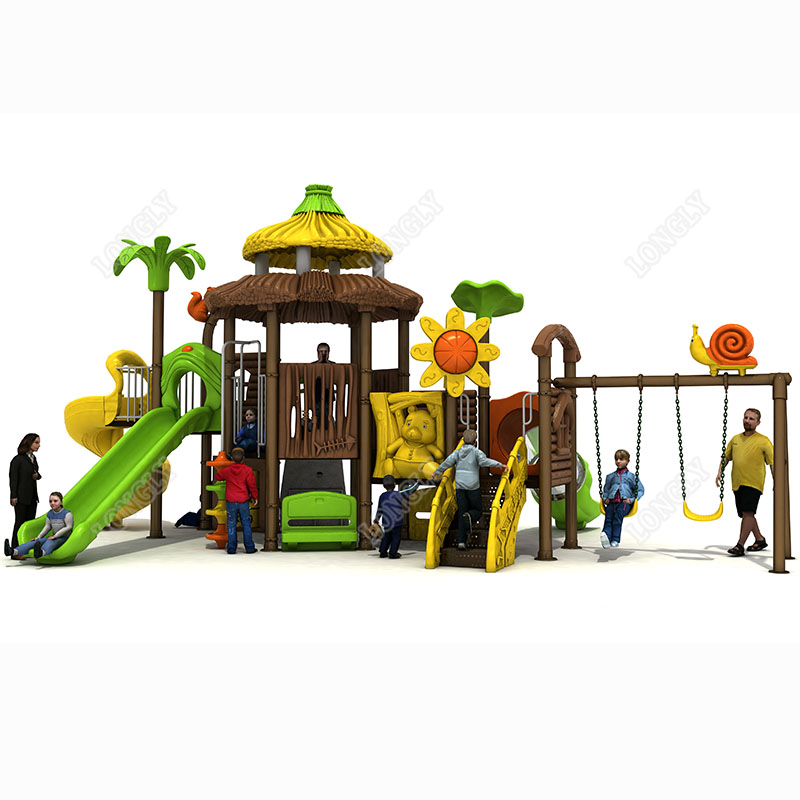 Kids Education Recreation - เครื่องเล่นสนามเด็กเล่นสไตล์โบราณเชิงพาณิชย์ ชุดสไลเดอร์พลาสติกพร้อมชิงช้า สำหรับสวนเพื่อการศึกษาและกิจกรรมกลางแจ้ง