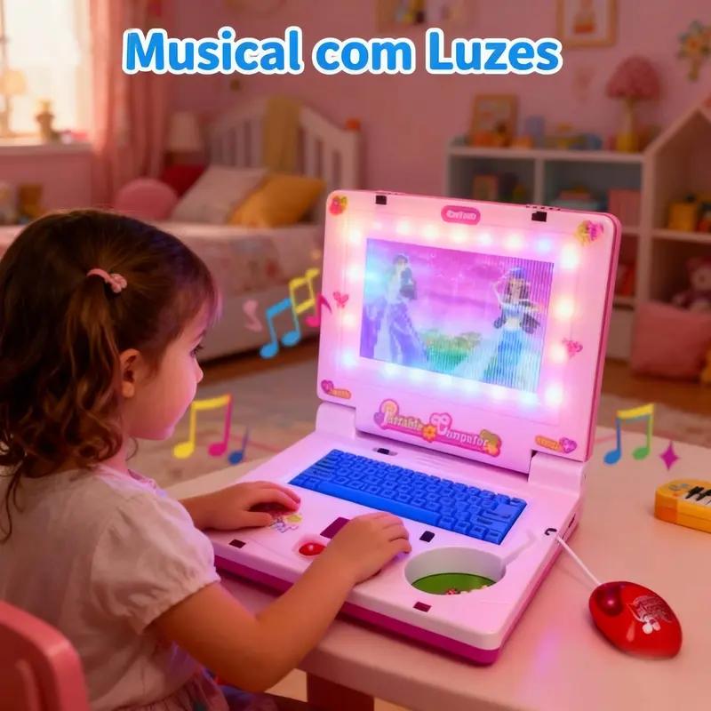 Kids Educational Computer - มินิโน๊ตบุ๊คของเล่นดนตรีแล็ปท็อปแบบพกพาเครื่องเรียนรู้ปริศนาสำหรับเด็กเล็กคอมพิวเตอร์ปลอมของขวัญวันเกิดเสริมสร้างความรู้