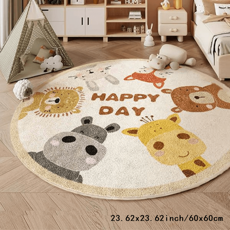 พรมกลมลายสัตว์แสนสุข ผ้าฟลานเน - Happy Kids Education บทวิจารณ์และราคา