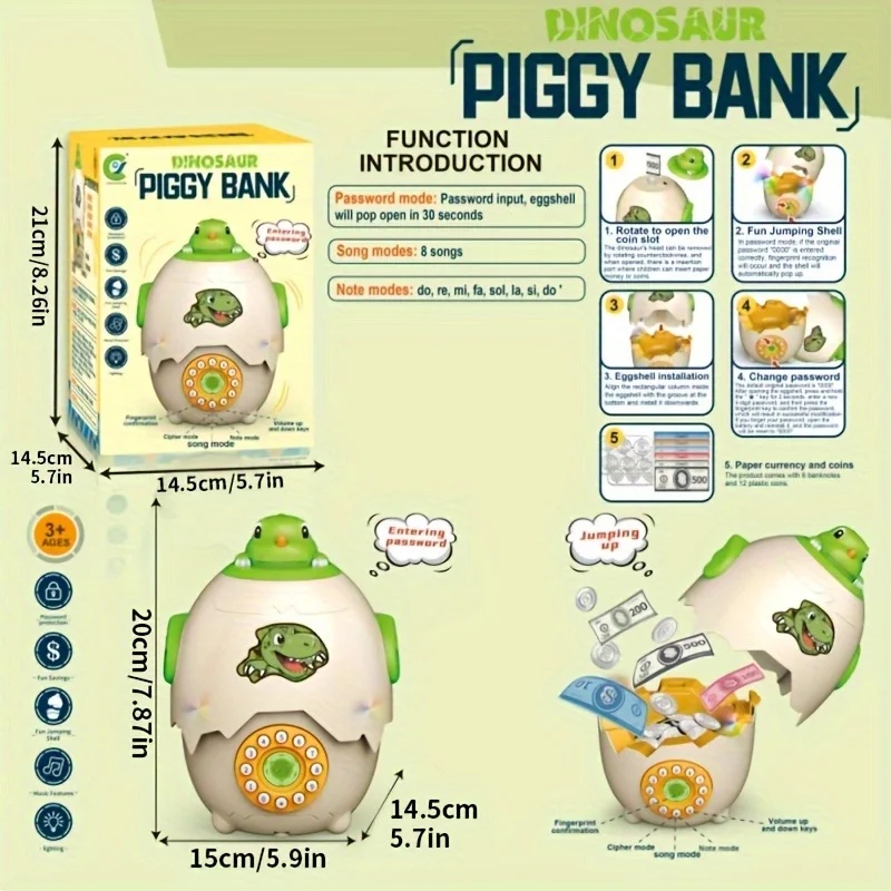 กระปุกออมสินรูปไข่ไดโนเสาร์พร้ - Kids Education Savings บทวิจารณ์และราคา
